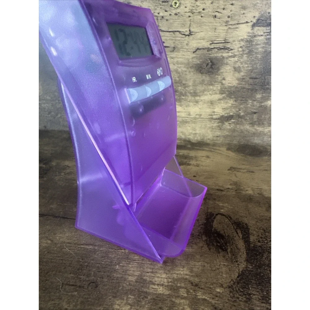 Vintage Purple See Through Pharmaceutical Desk Clock Tested And Working Clean
